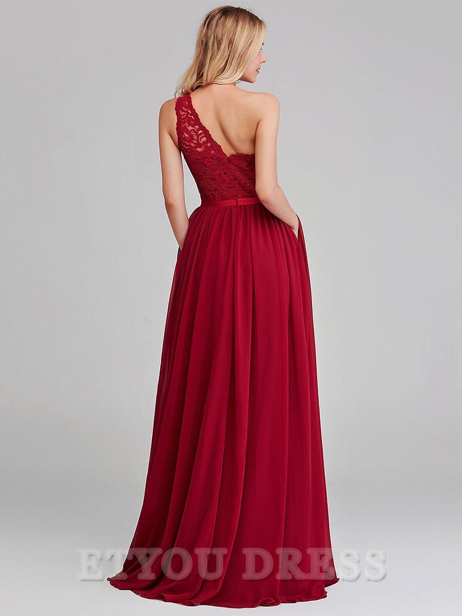 A-Line Floor-Length Zipper Chiffon formal dresses Bridesmaid Dresses evening gown Prom Dress